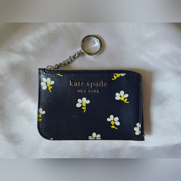 Kate Spade Cameron Daisy Navy Floral Card Holder With Keychain